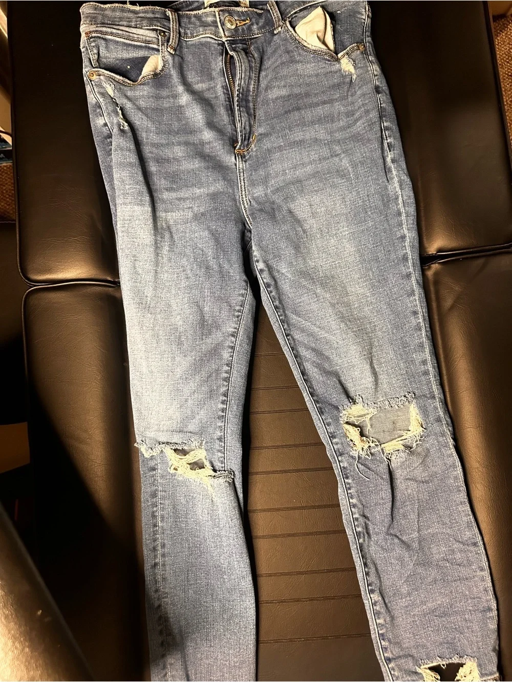 Abercrombie & Fitch Light Blue Distressed Skinny Jeans - Picture 2 of 3